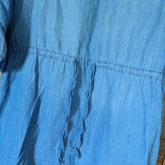 Gloria Vanderbilt Chambray Drawstring Waist Collard Dress Size Women's M - Picture 3 of 7
